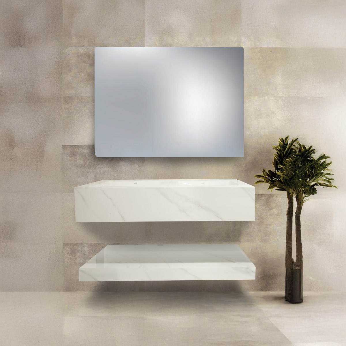 Double Marble Basin White
