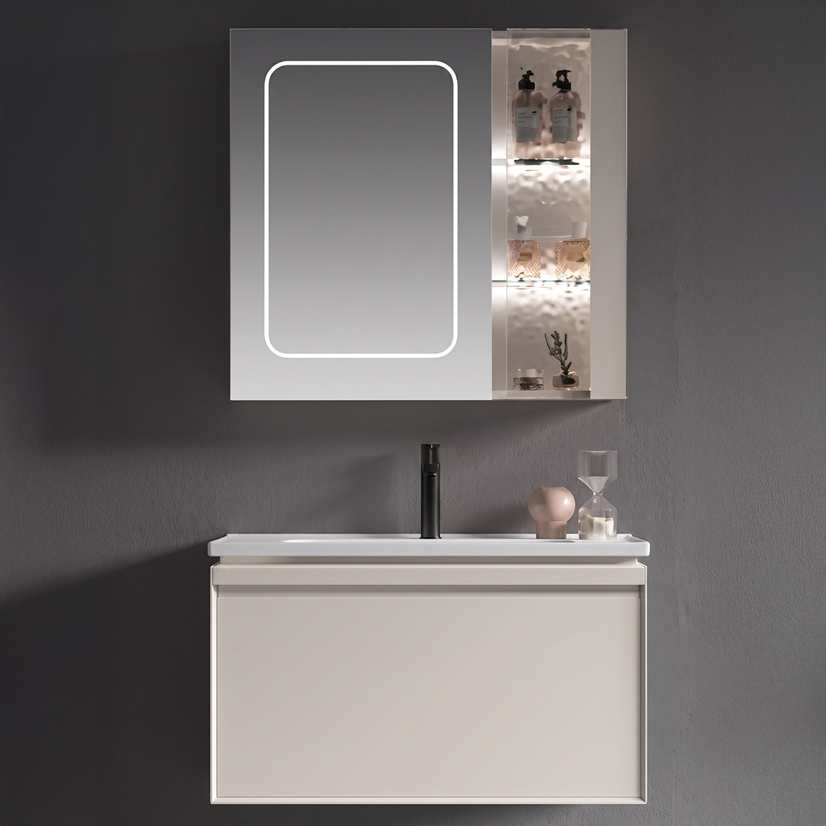 Commercial Bathroom Cabinet 80 x 50cm Milk Coffee Color