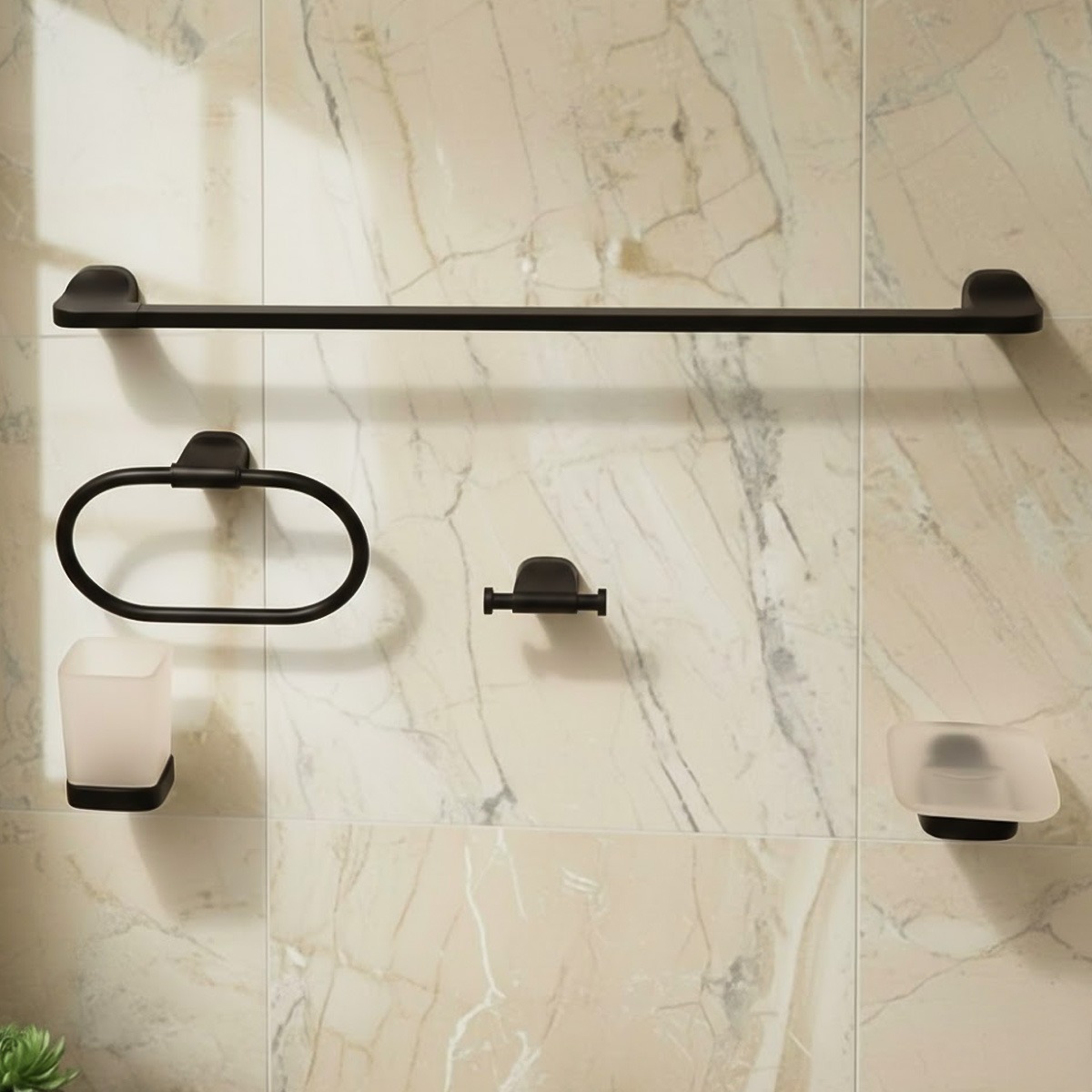 Black Bathroom Accessory Set