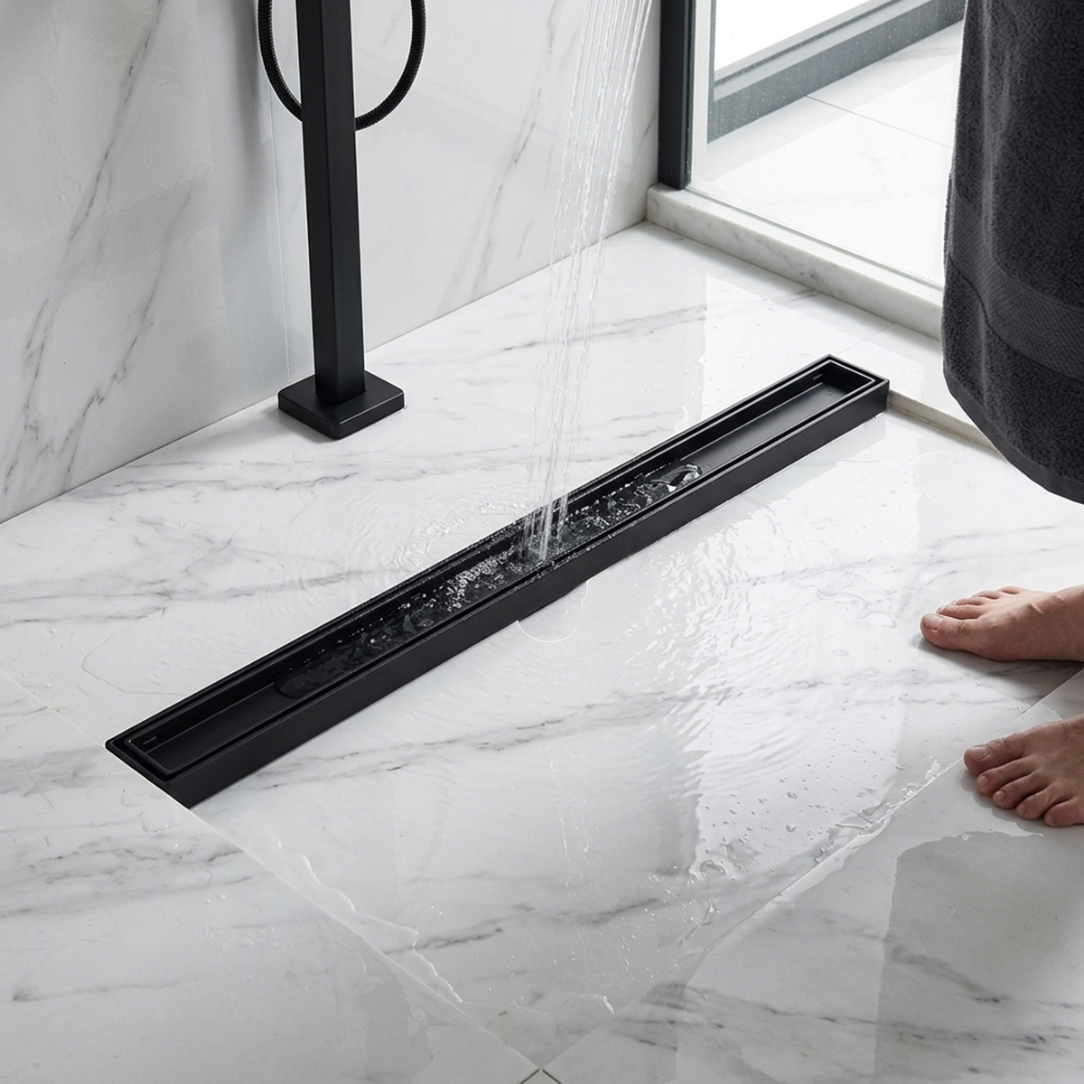 Stainless Black Steel Linear Shower Drain