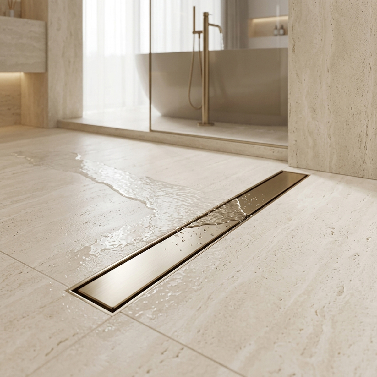 Stainless Golden Steel Linear Shower Drain