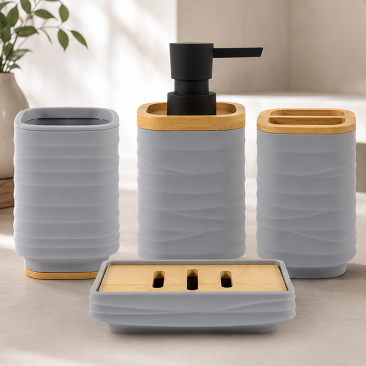 Bathroom Decoration Accessories Set 4 Pieces Grey