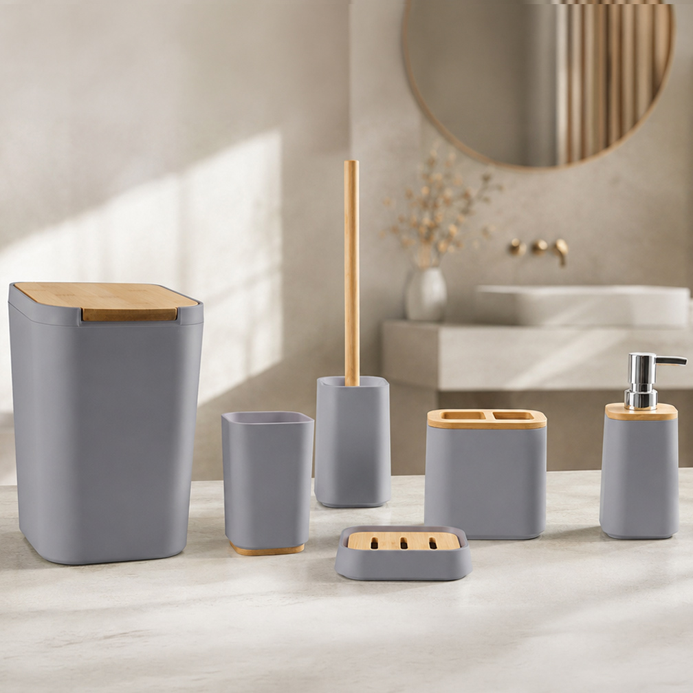 Bathroom Decoration Accessories Set 6 Pieces Grey