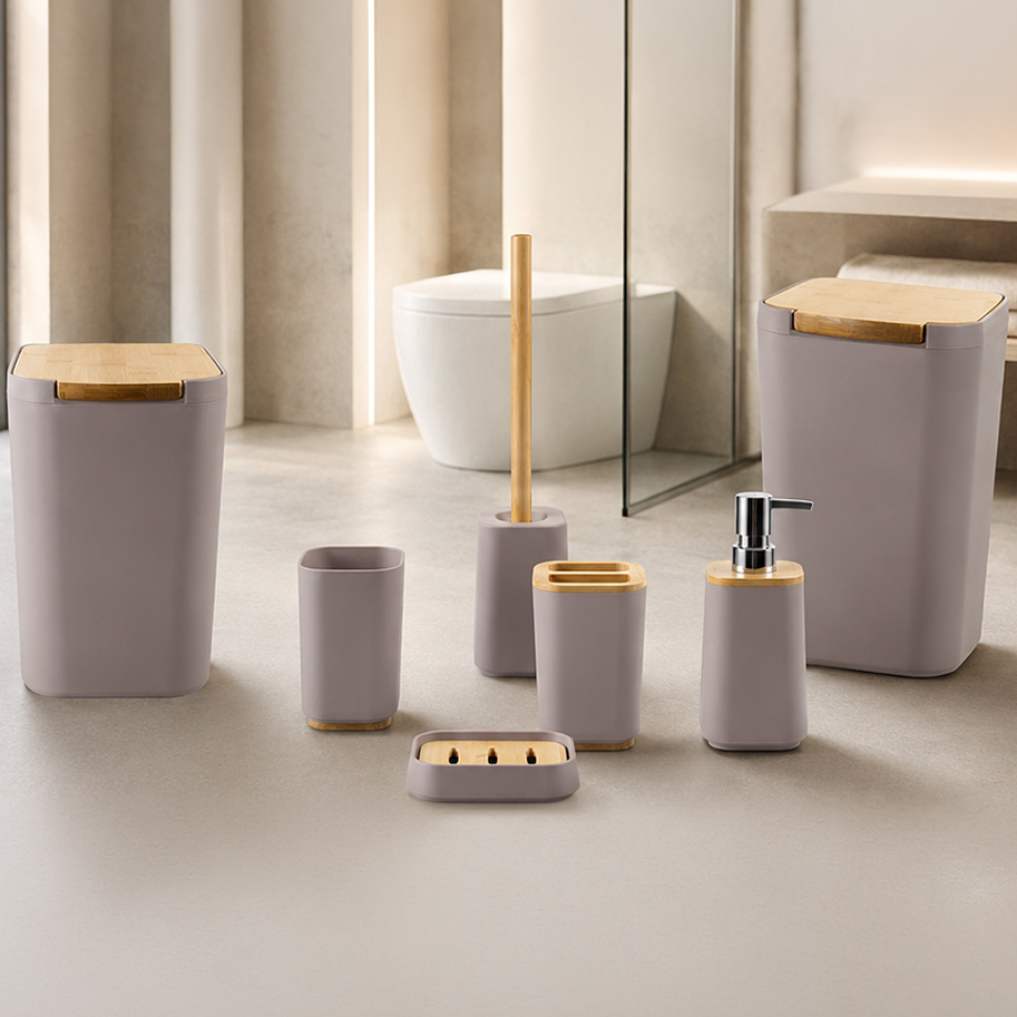 Bathroom Decoration Accessories Set 7 Pieces Khaki
