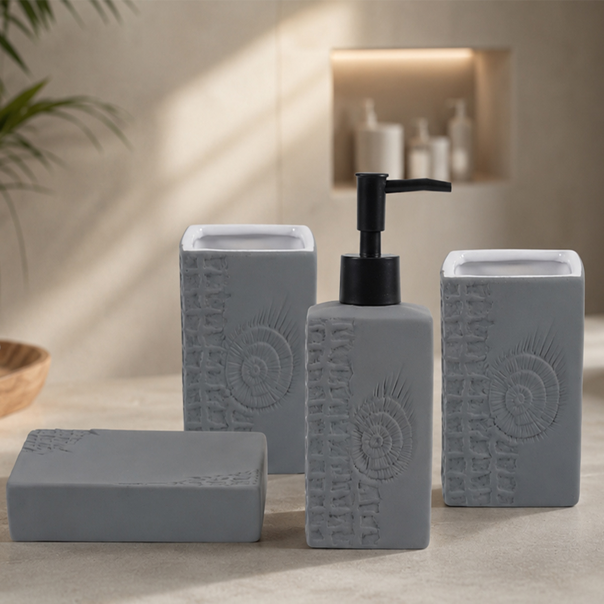 Bathroom Decoration Accessories Set 4 Pieces Grey
