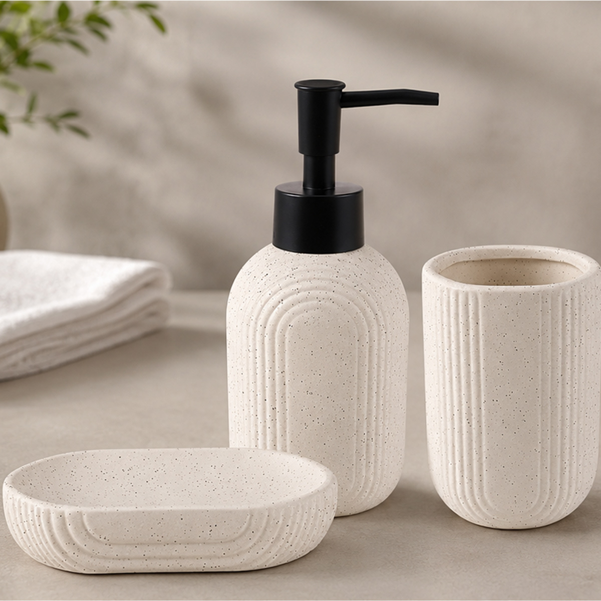 Bathroom Decoration Accessories Set 3 Pieces White