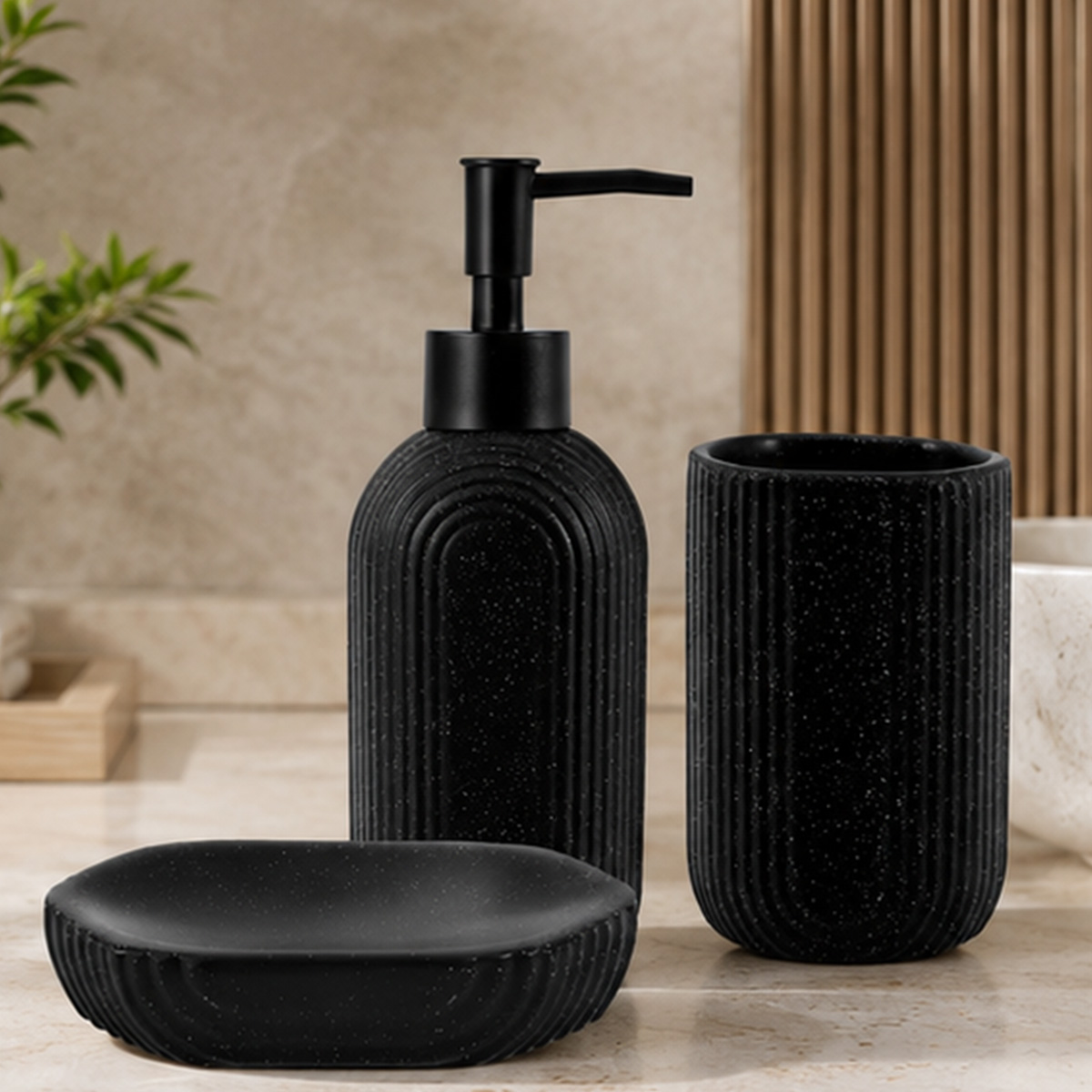 Bathroom Decoration Accessories Set 3 Pieces Black