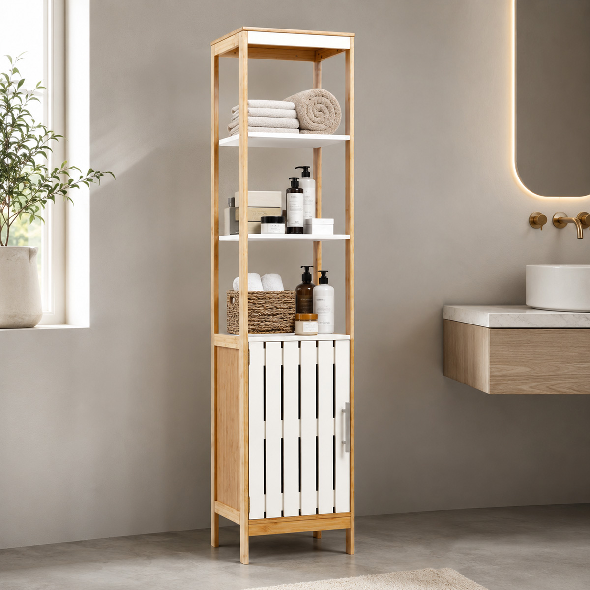 Bathroom Standing Shelf Bamboo