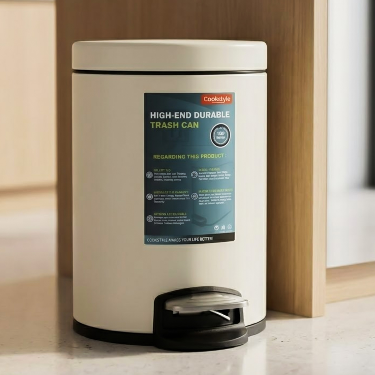 Cookstyle High End Durable Pedal Trash Can