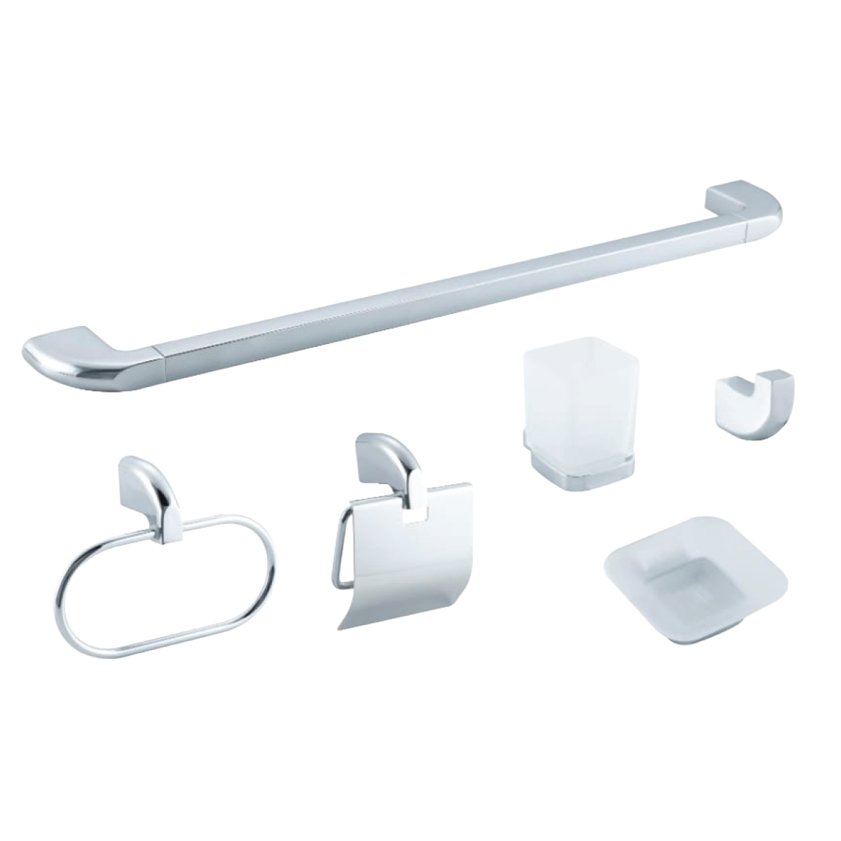 Modern Bathroom Accessories Set Silver 6 Pieces