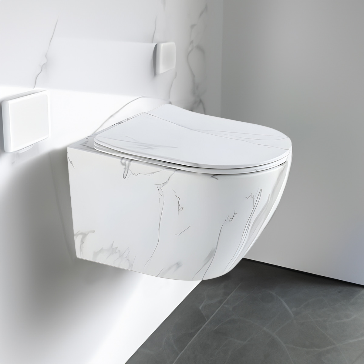 Wall Hung Toilet Marbleized White