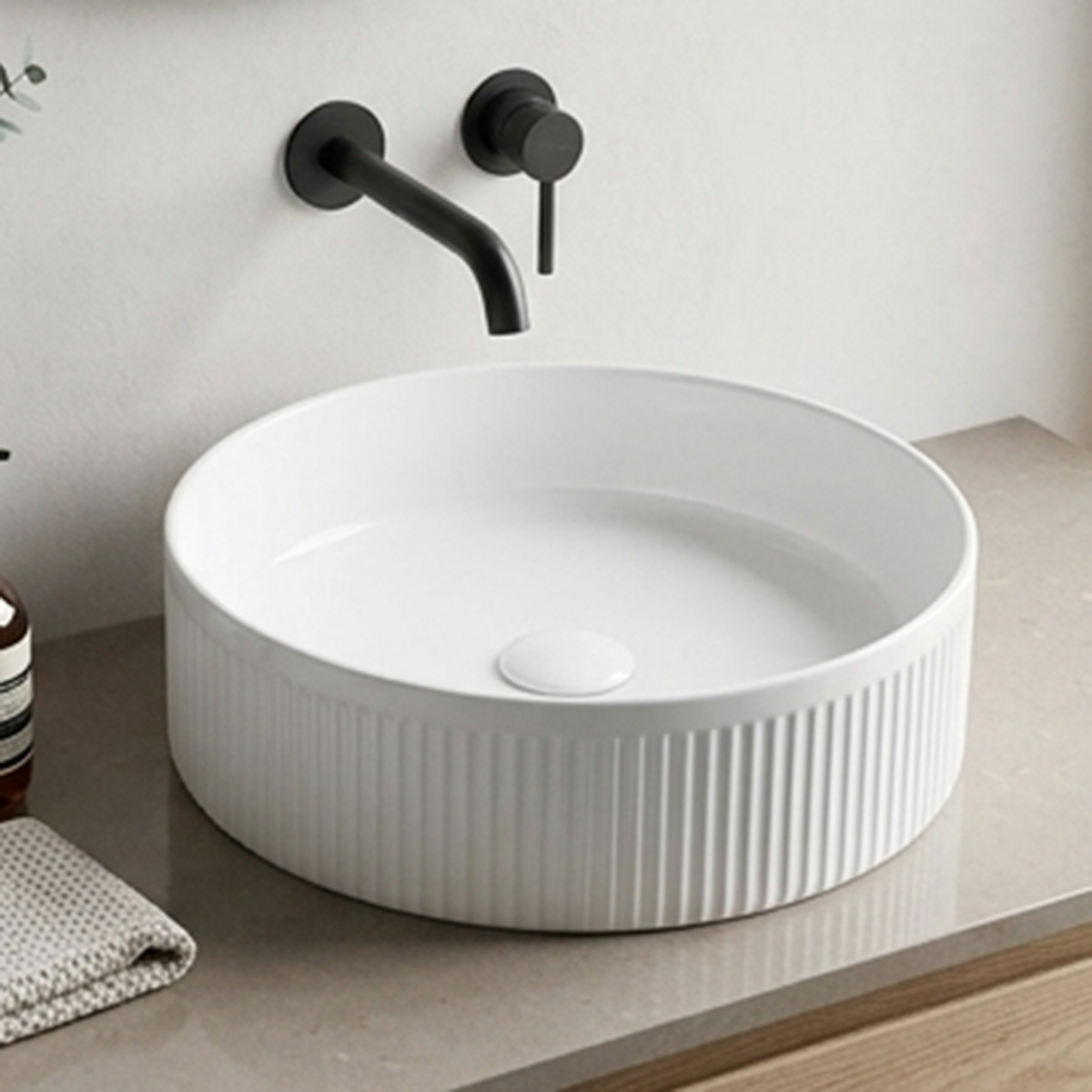 Modern Fluted Round Above Counter Basin