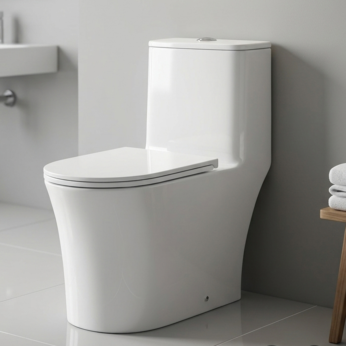 Modern Back To Wall Rimless One Piece Toilet with Ultra Flat UF Soft Close Seat