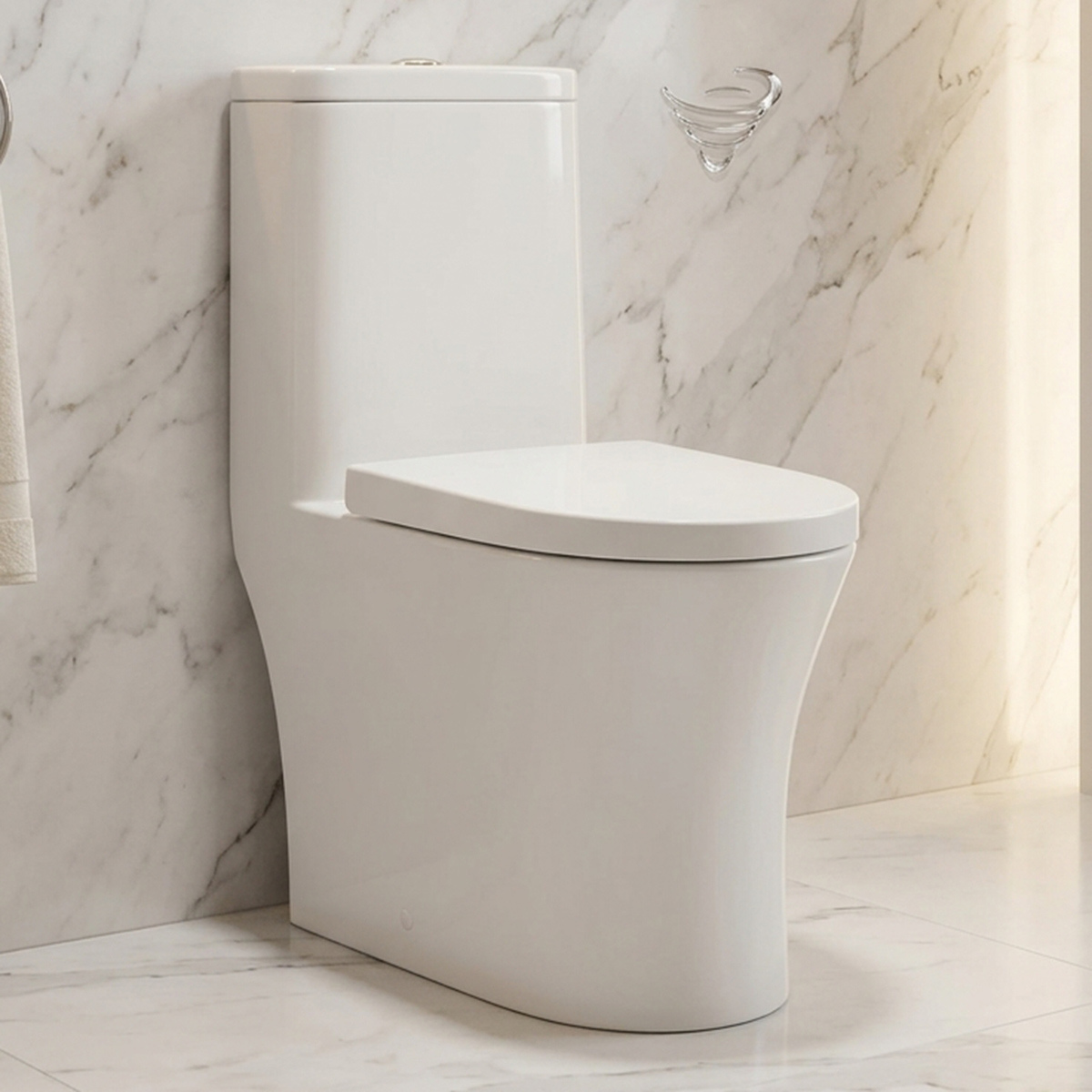 Modern Tornado Flush Rimless One Piece Toilet with Soft Close UF Seat