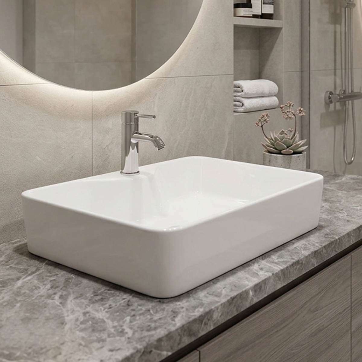 White Counter Basin