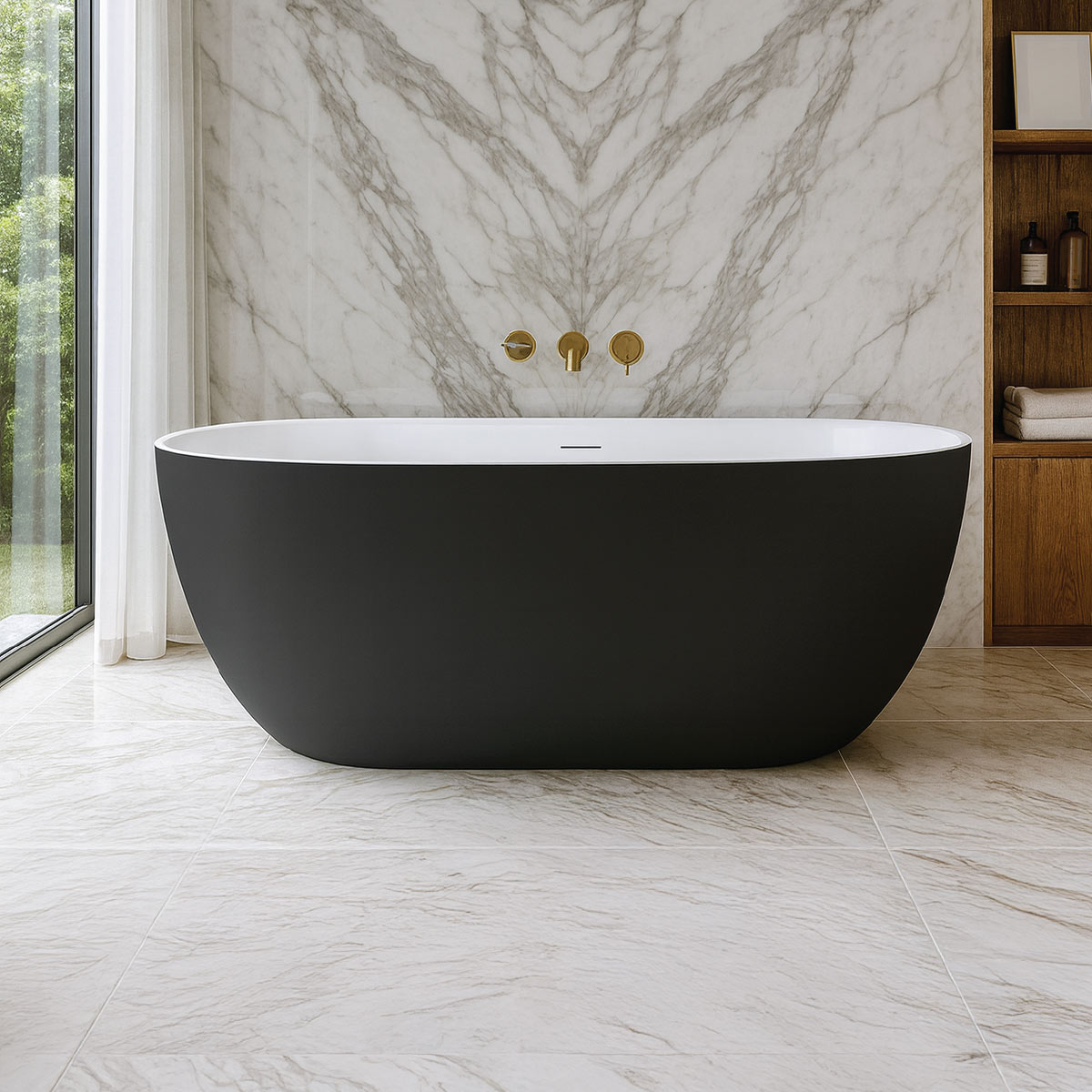 Bathtub Without Mixer Black 150x72x58cm
