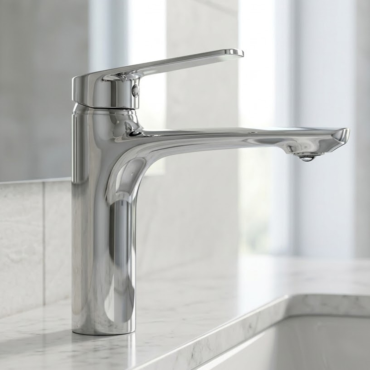 Brass Modoern Basin Mixer Silver