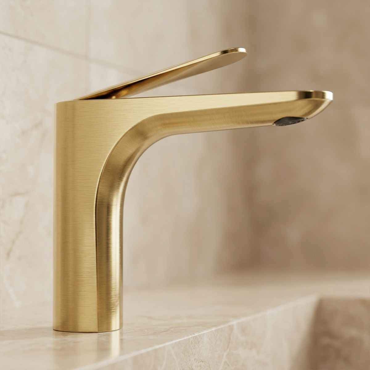 Brass Modern Basin Mixer Gold