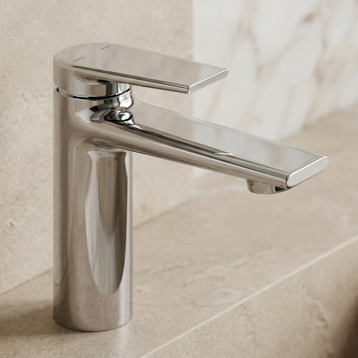 Brass Modern Basin Mixer Chrome
