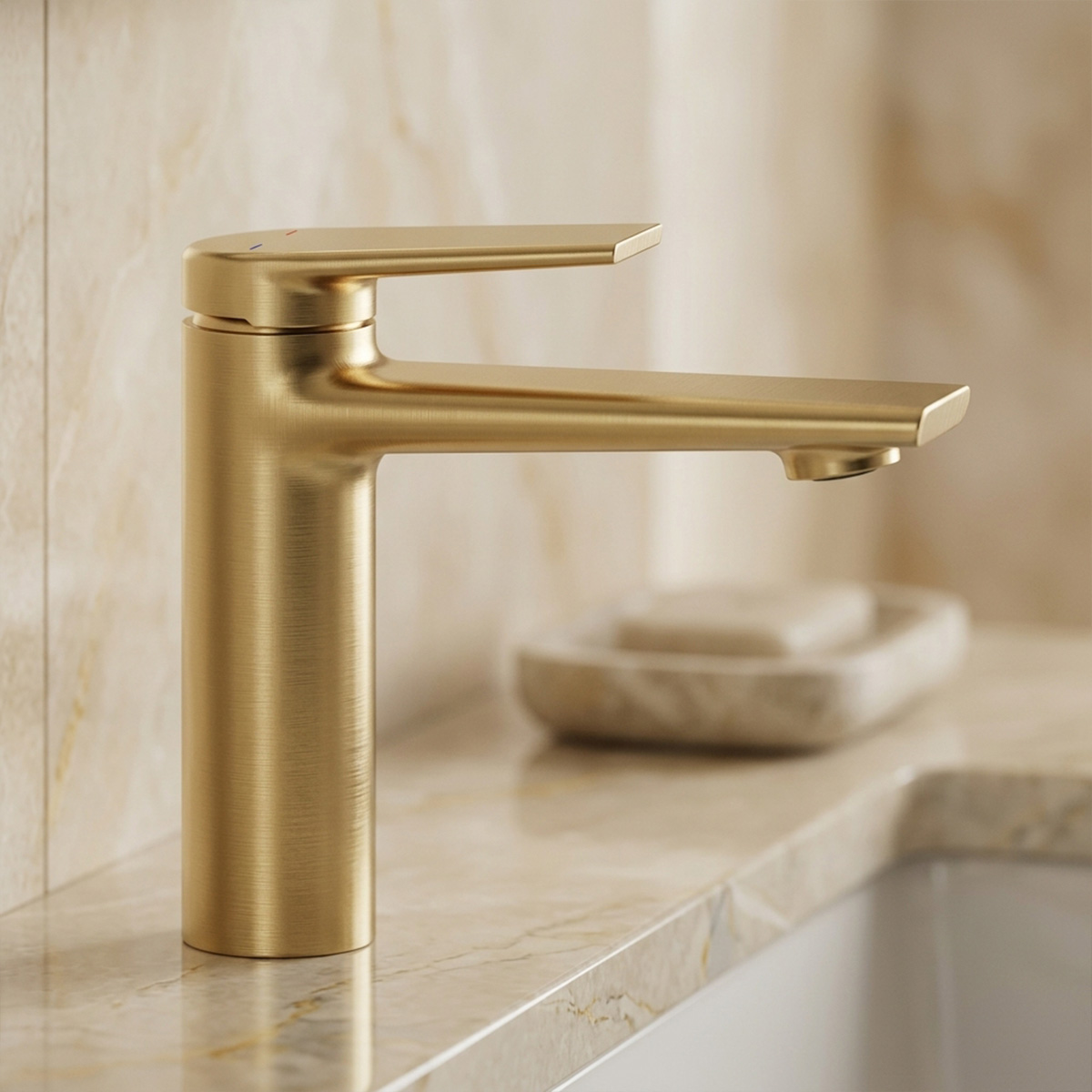 Brass Modern Basin Mixer Gold