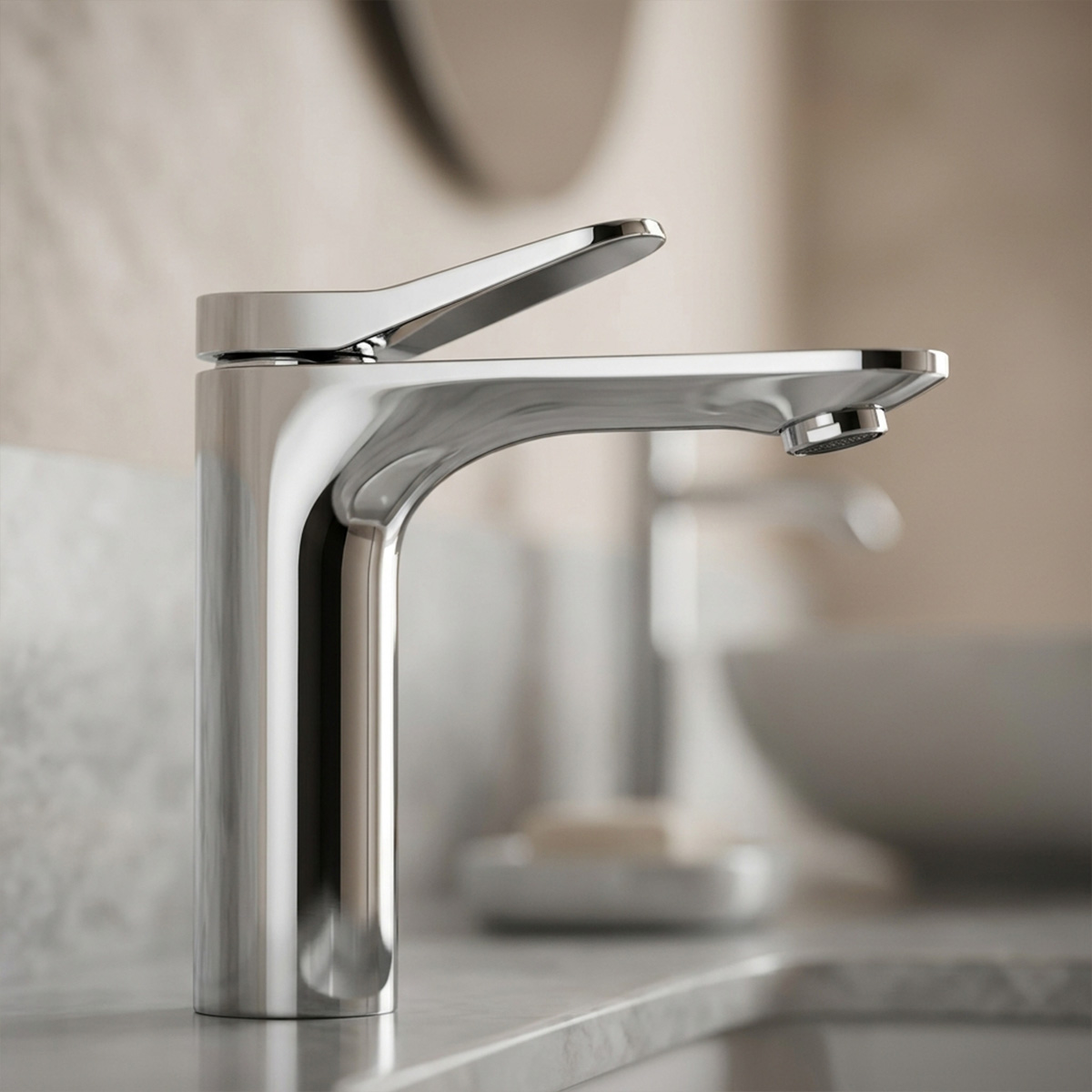 Brass Modern Basin Mixer Chrome