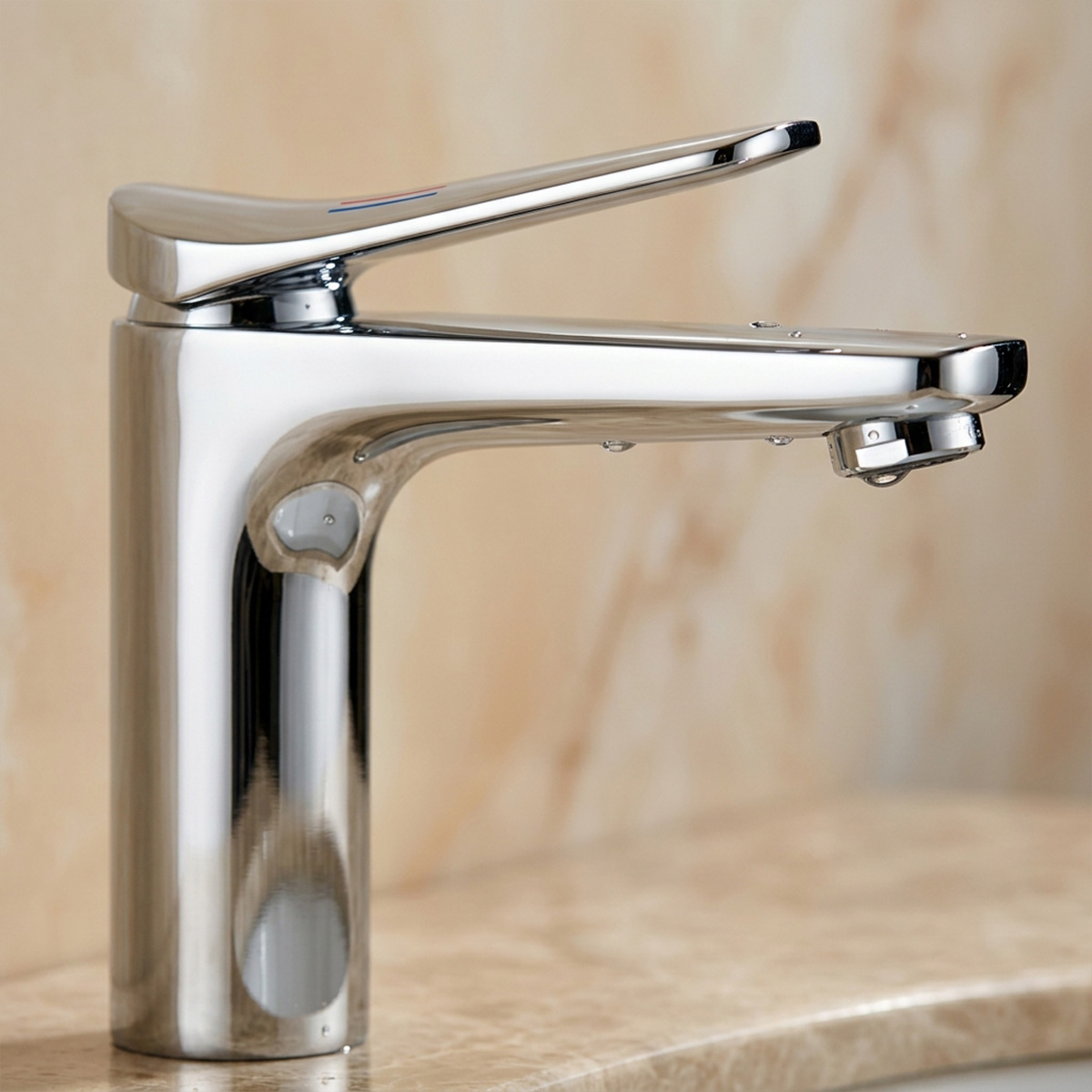 Brass Modern Basin Mixer Chrome
