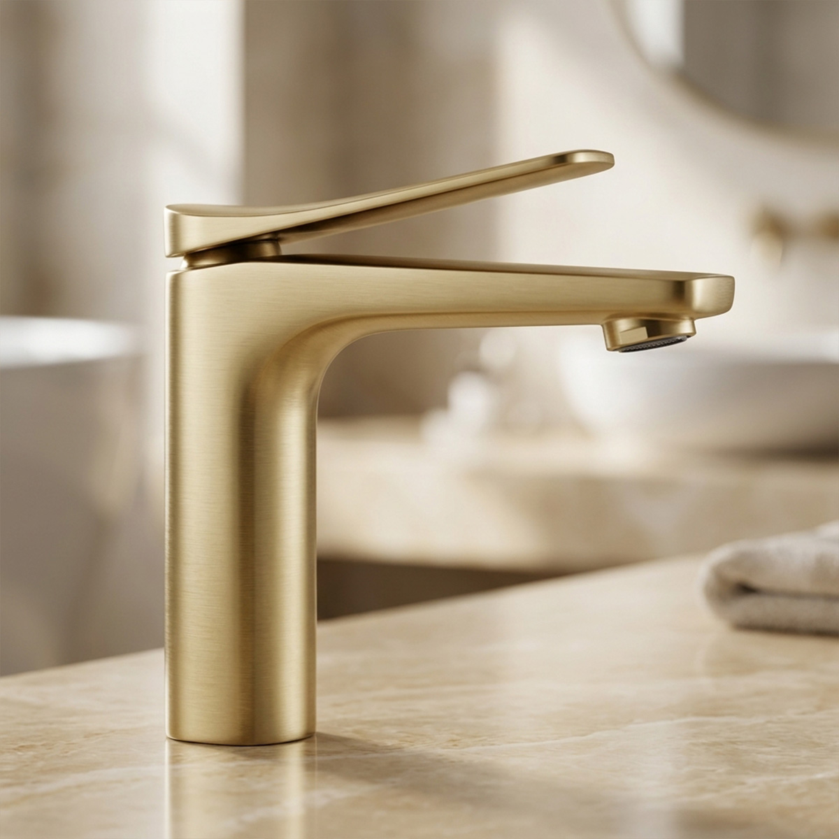 Brass Modern Basin Mixer Gold