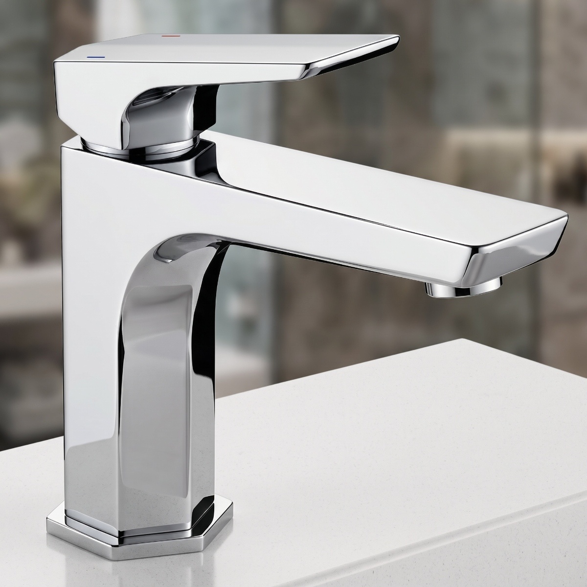 Brass Modern Basin Mixer Chrome