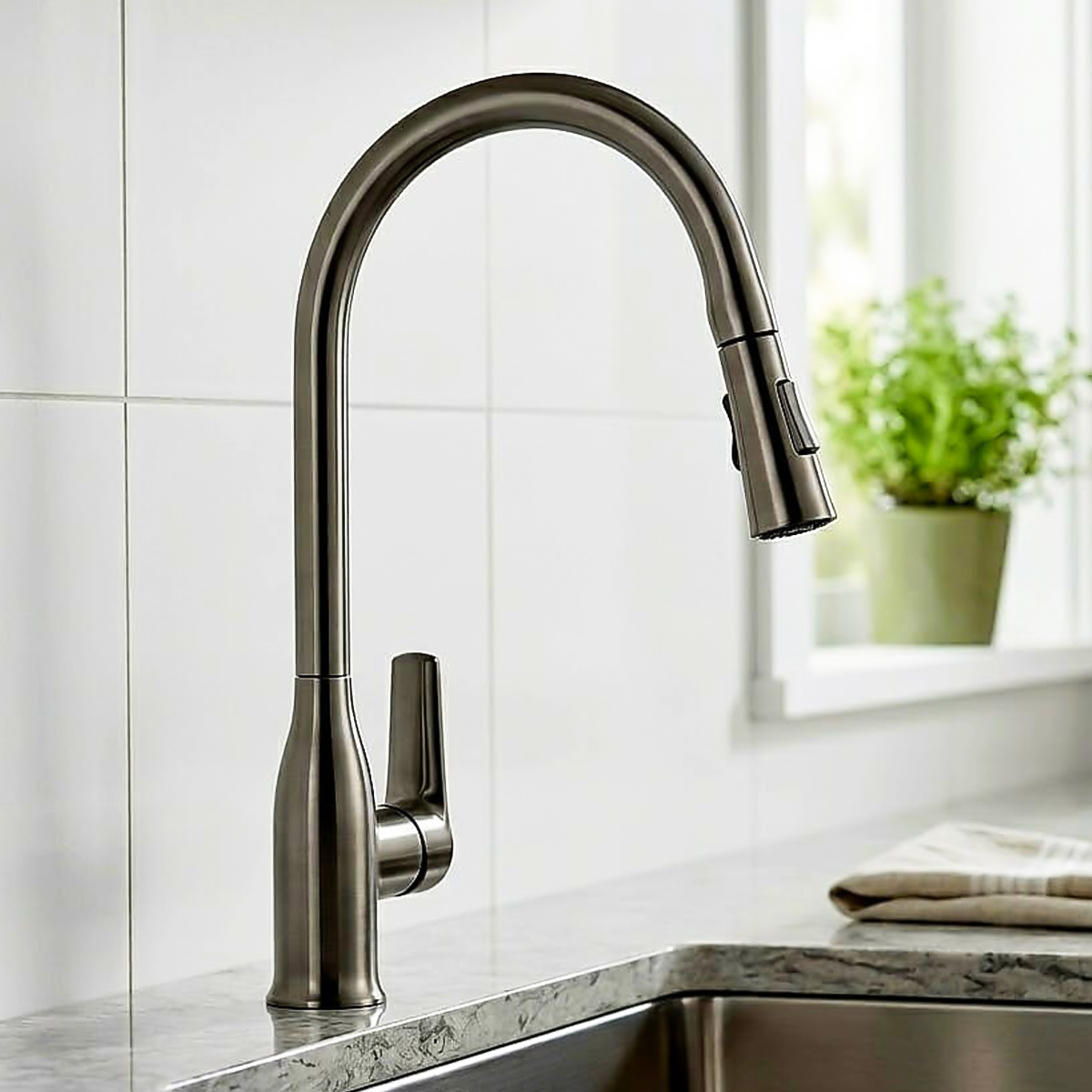 Modern Brass Sink Mixer in Polished Chrome
