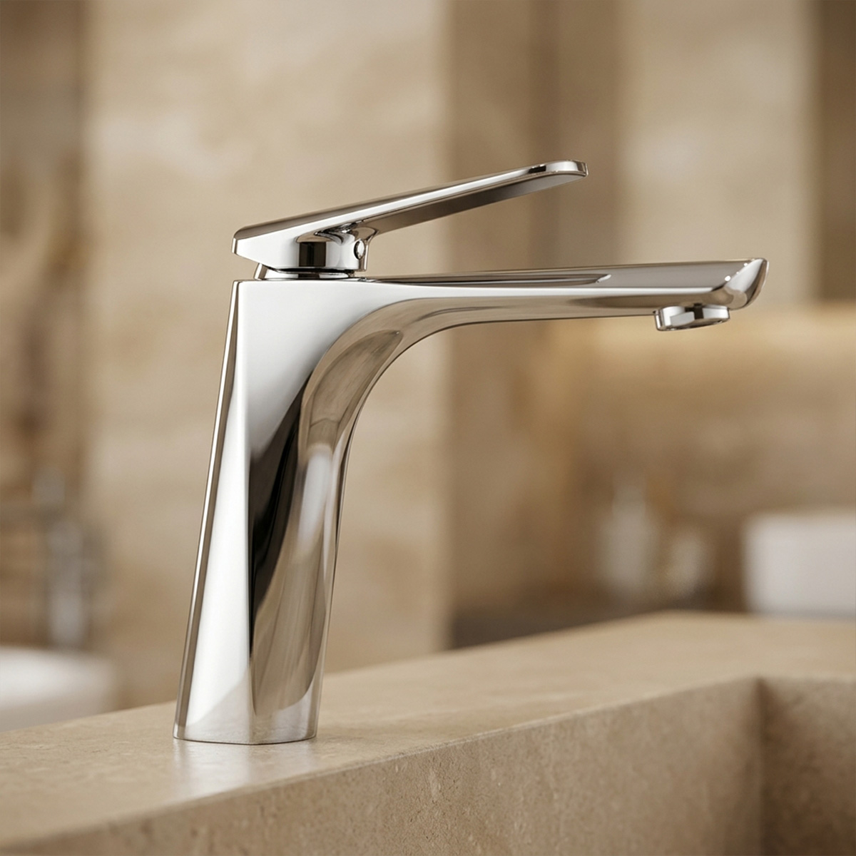 Brass Modern Basin Mixer Chrome