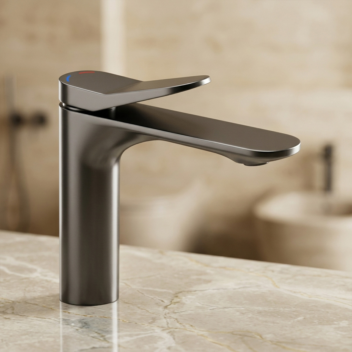 Brass Modern Basin Mixer Grey