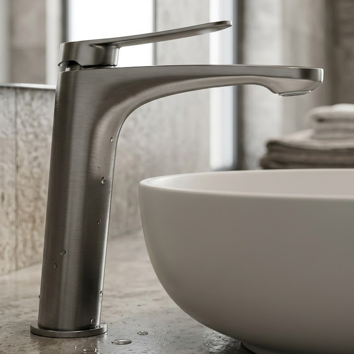 Brass Modern Basin Mixer Grey