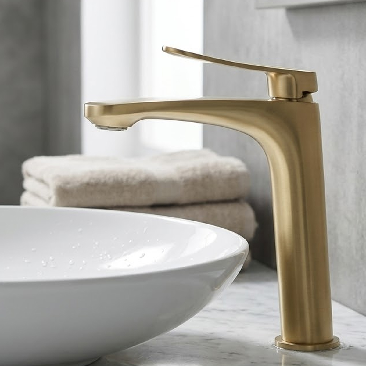 Brass Modern Basin Mixer Gold