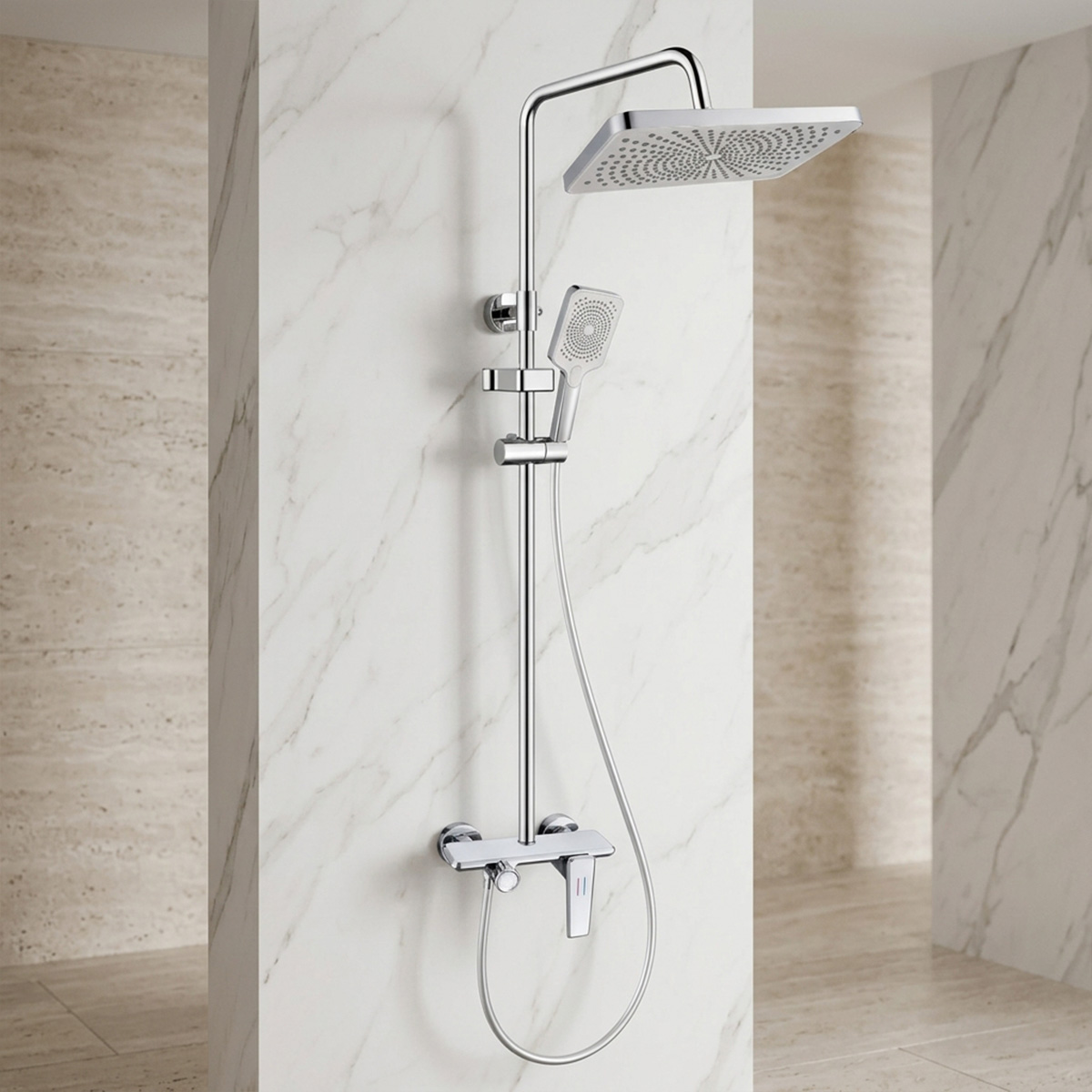 Brass Modern Shower Column Chrome