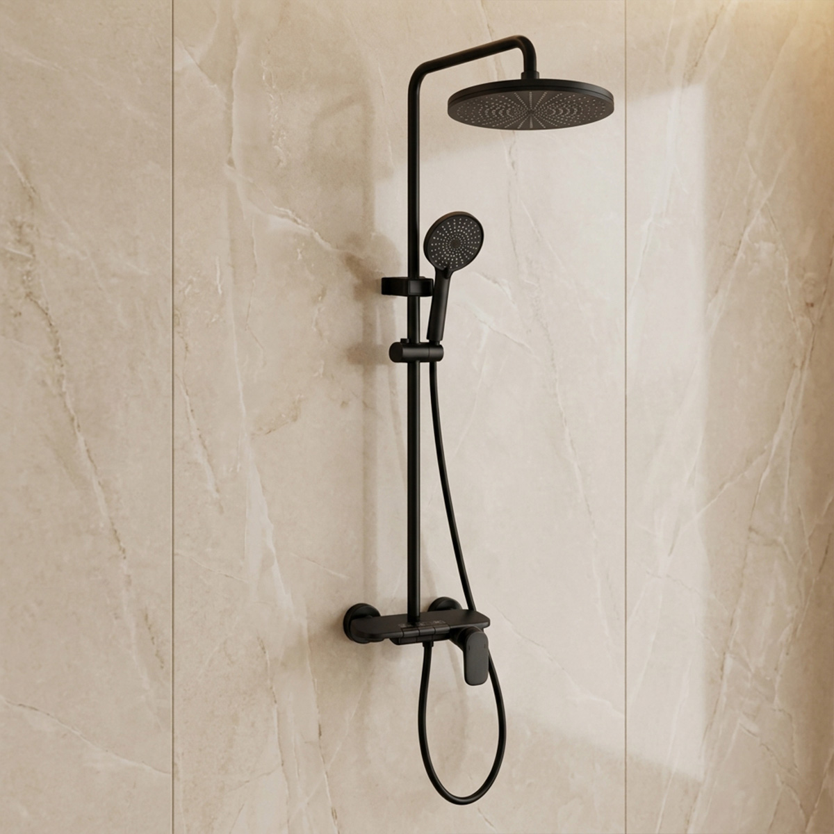 Brass Modern Shower Column Black
