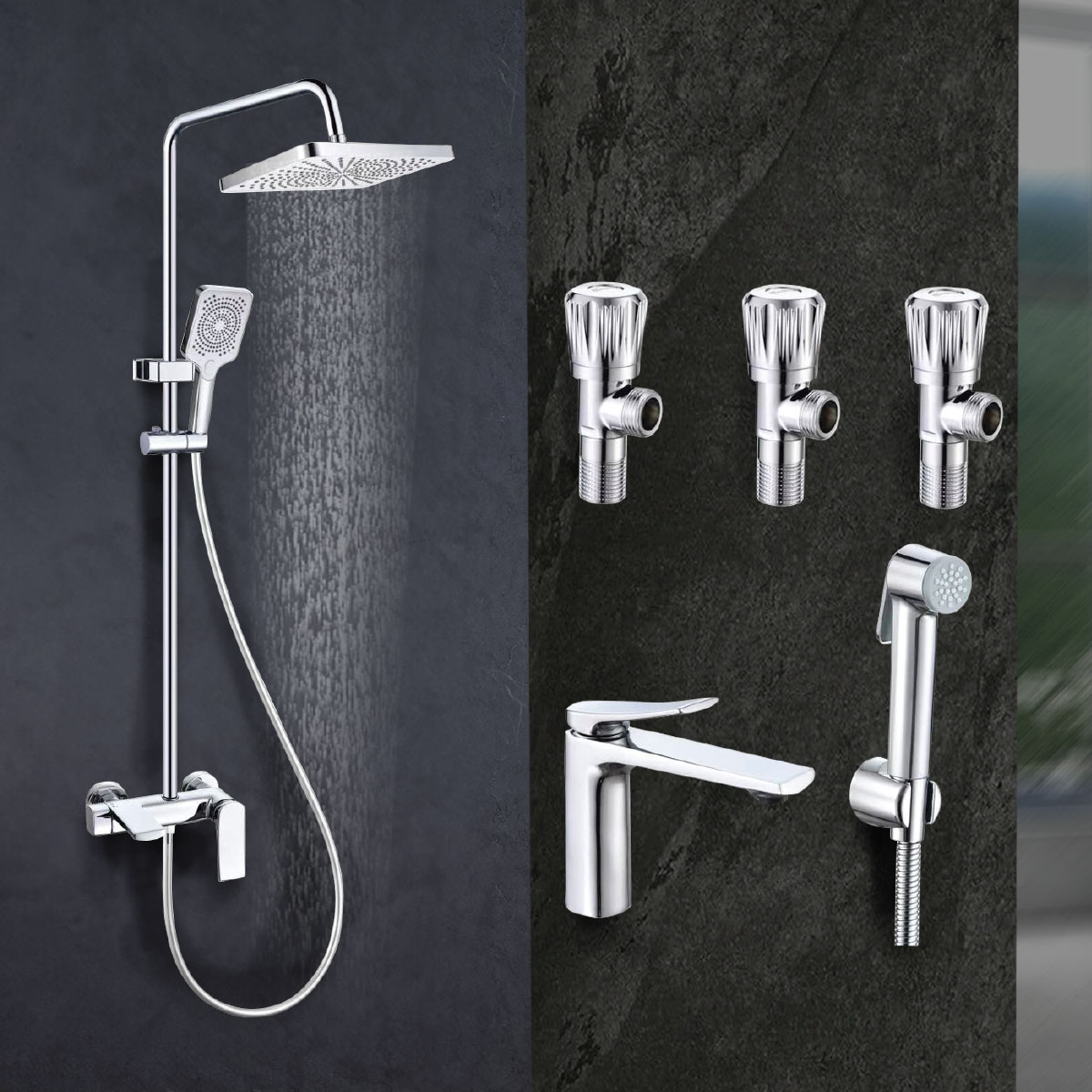 5 pieces Bathroom Mixer Set
