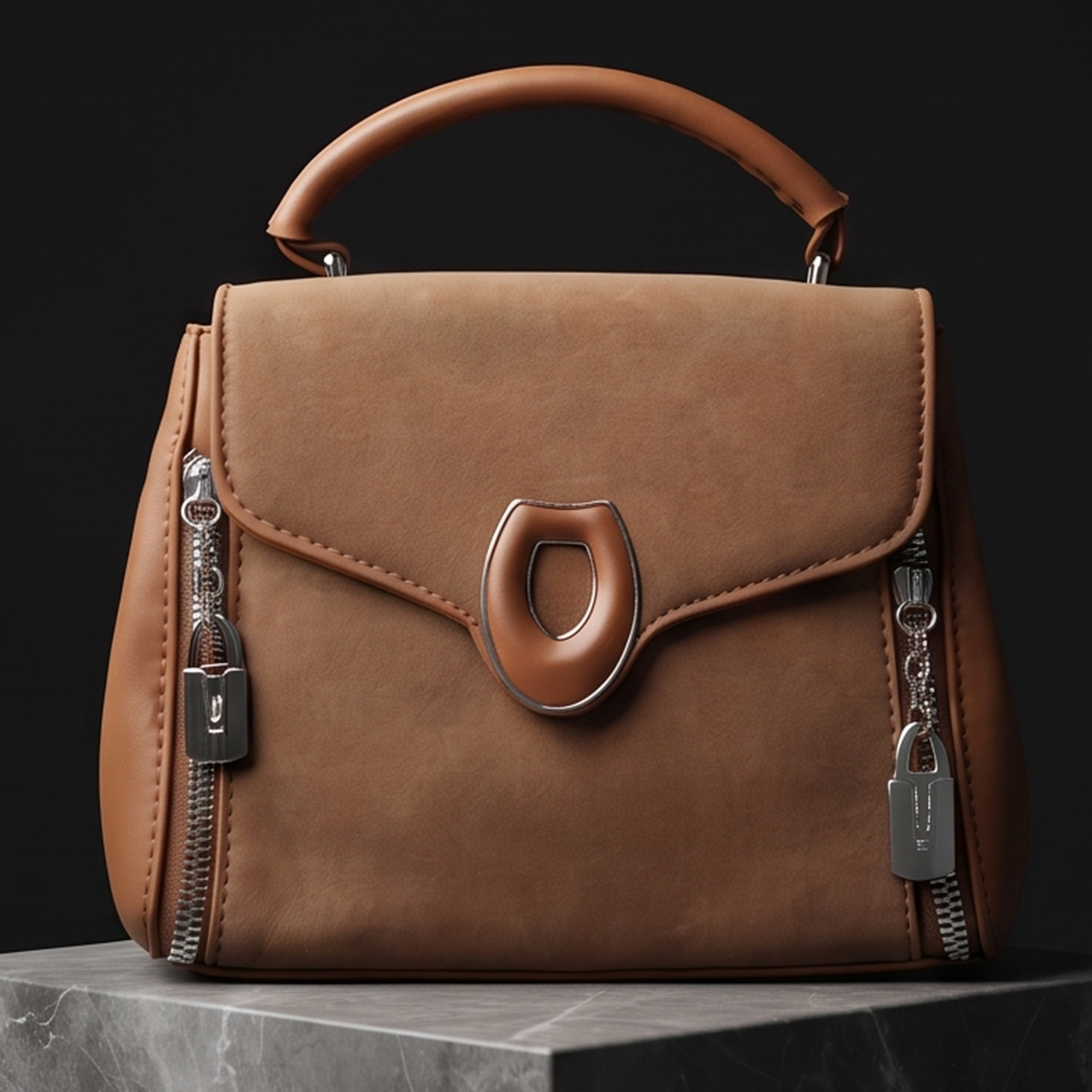 Soft Plain Ladies Hand Bag Brown