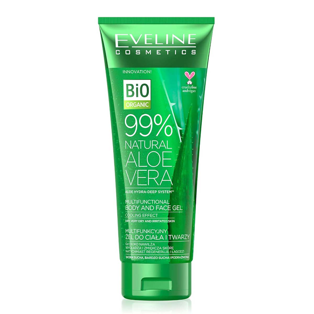 Eveline 99% Natural Aloe Vera Multifunctional Body & Face Gel Cooling Effect 250ml