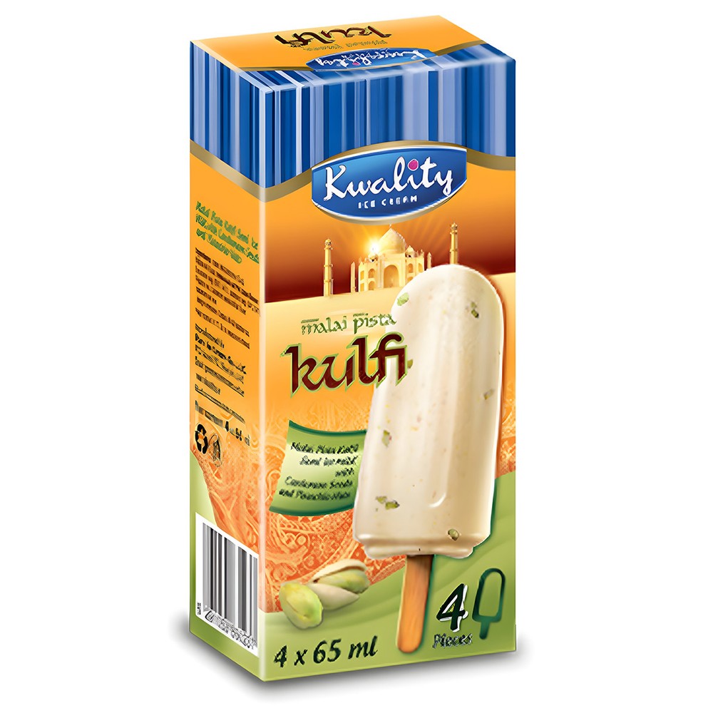 Kwality Ice Cream Stick Malai Pista Kulfi 4x65ml