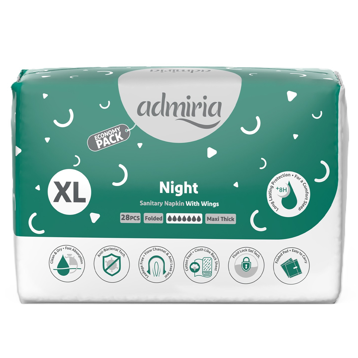 Admiria Night Sanitary Napkins With Wings 1x28 Pieces