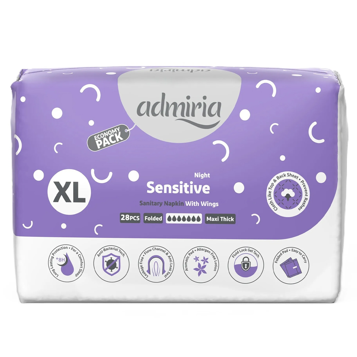 Admira Sensitive Night Sanitary Napkins With Wings 1x28 Pieces