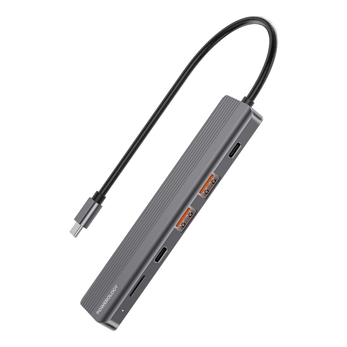 Powerology 6 In 1 Slim 4K HDMI USB C Hub