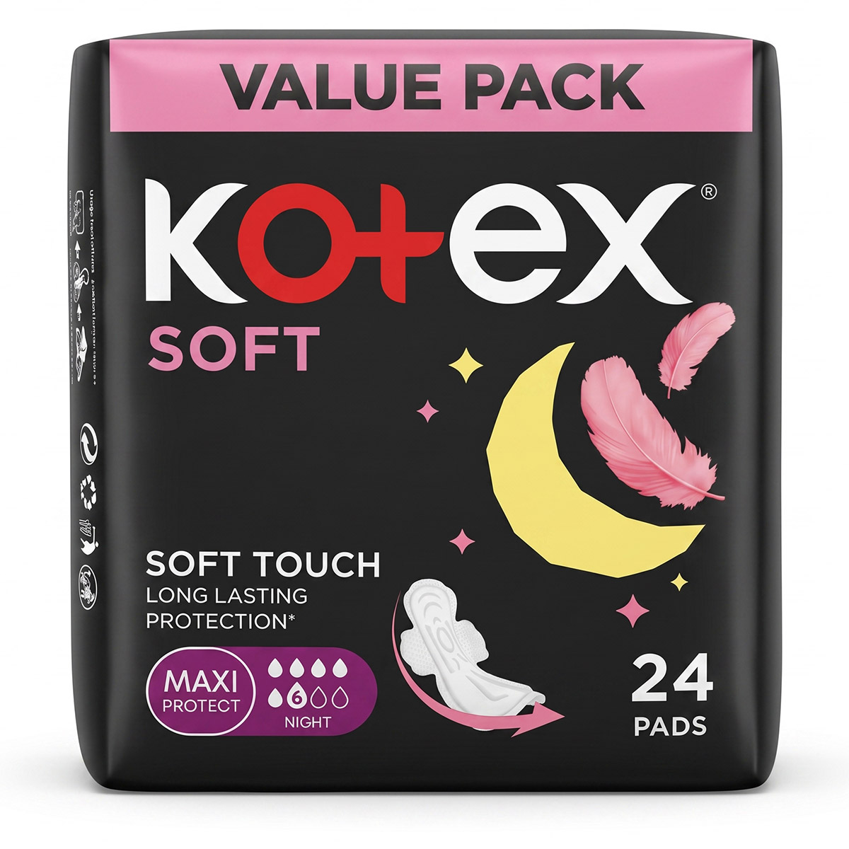 Kotex Soft Maxi Protect Night Pads 24 Pads