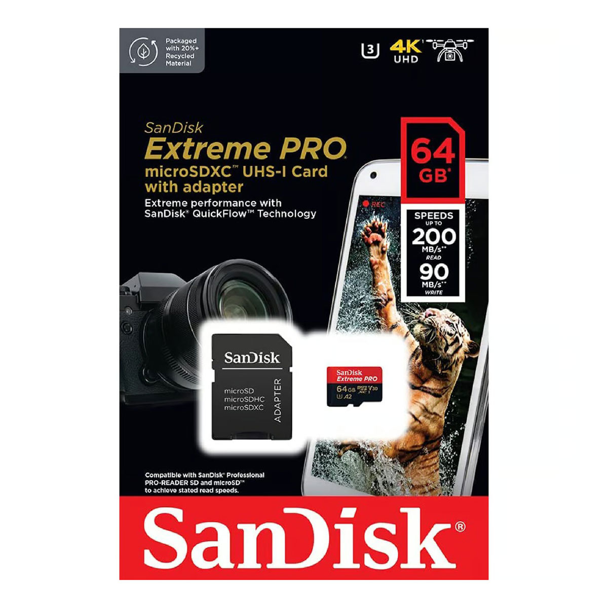 بطاقة ذاكرة سانديسك مايكرو اس دي UHS 64 جيجابايت 4K