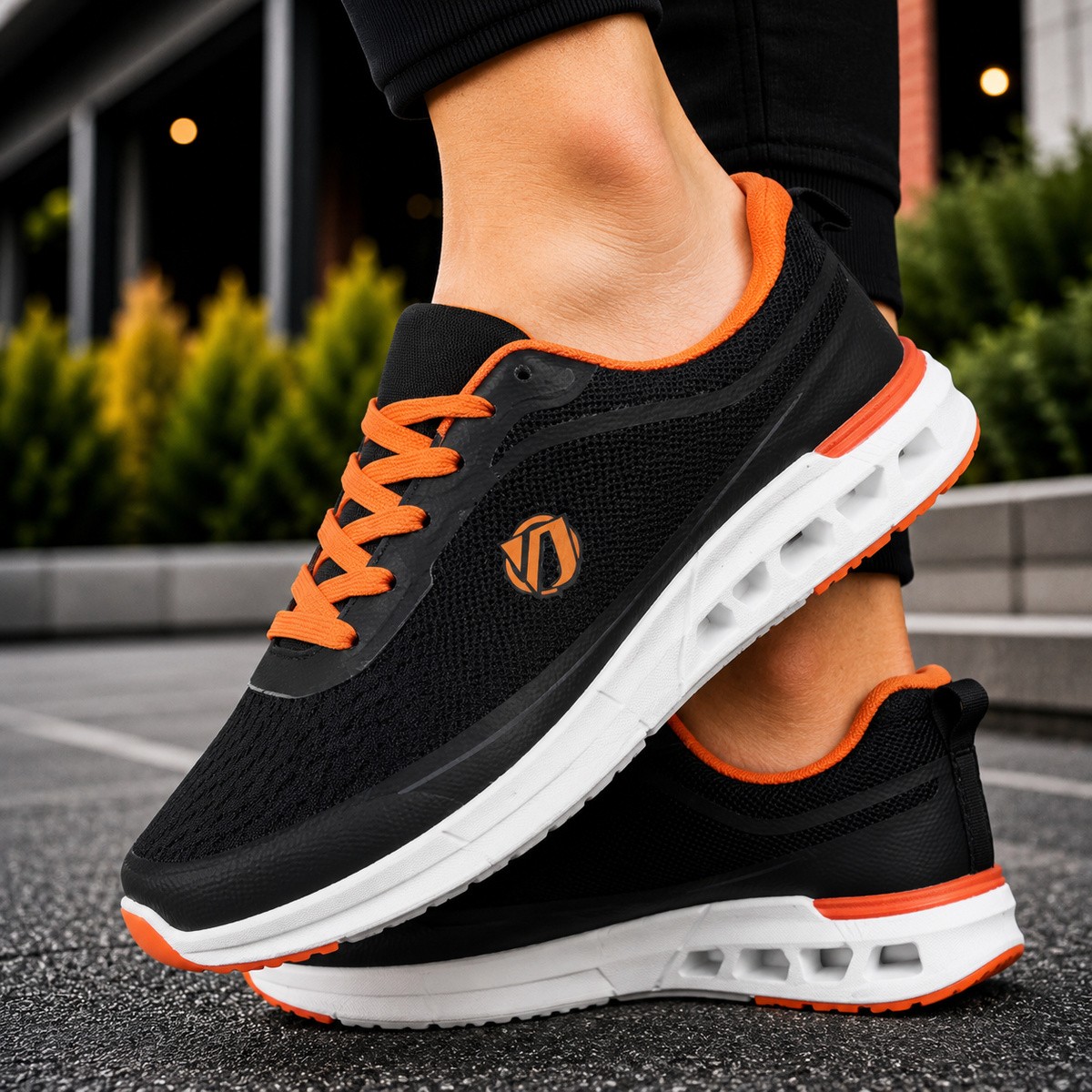 Men Running Shoes With Lace Black