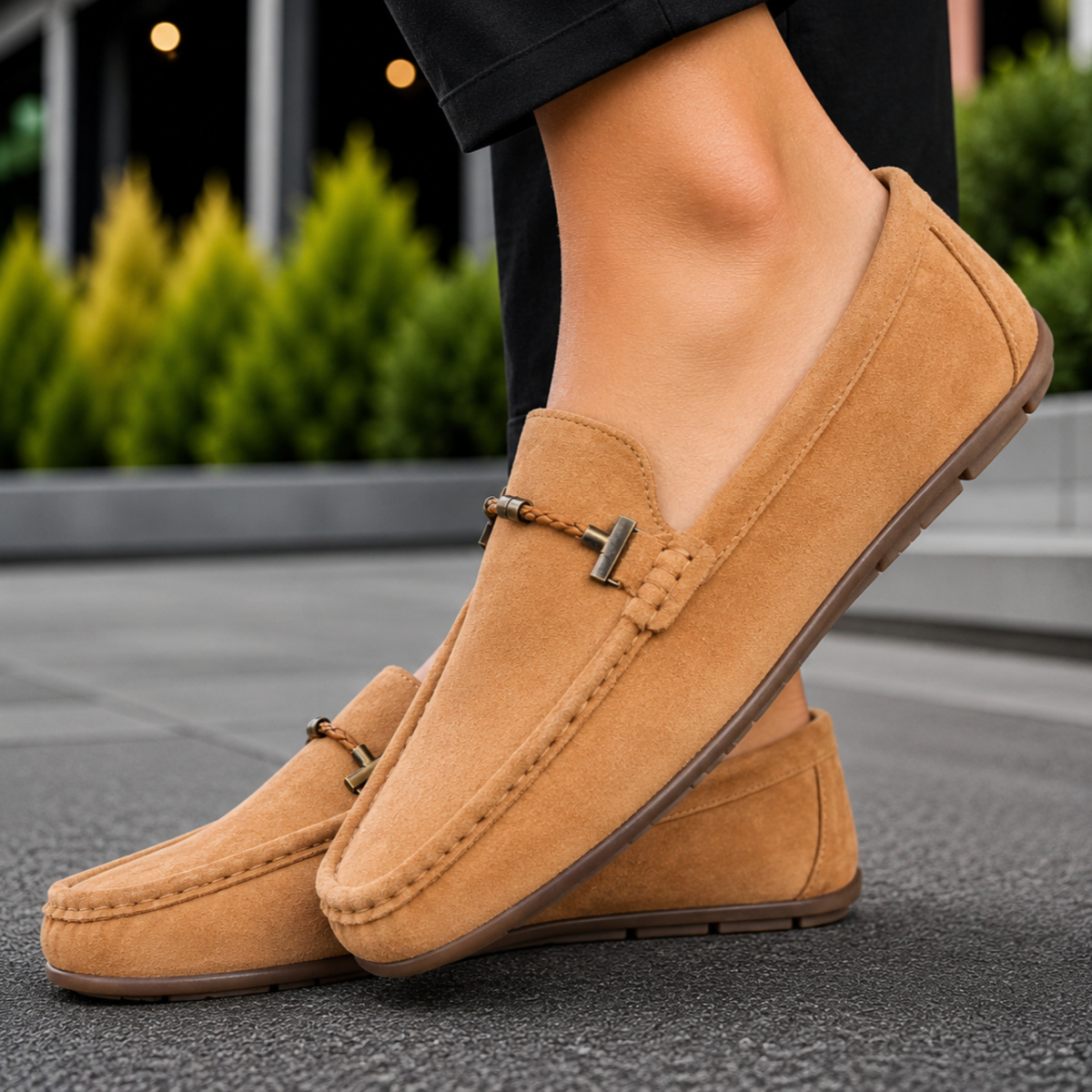 Mens Loafer Shoes Suede Plain