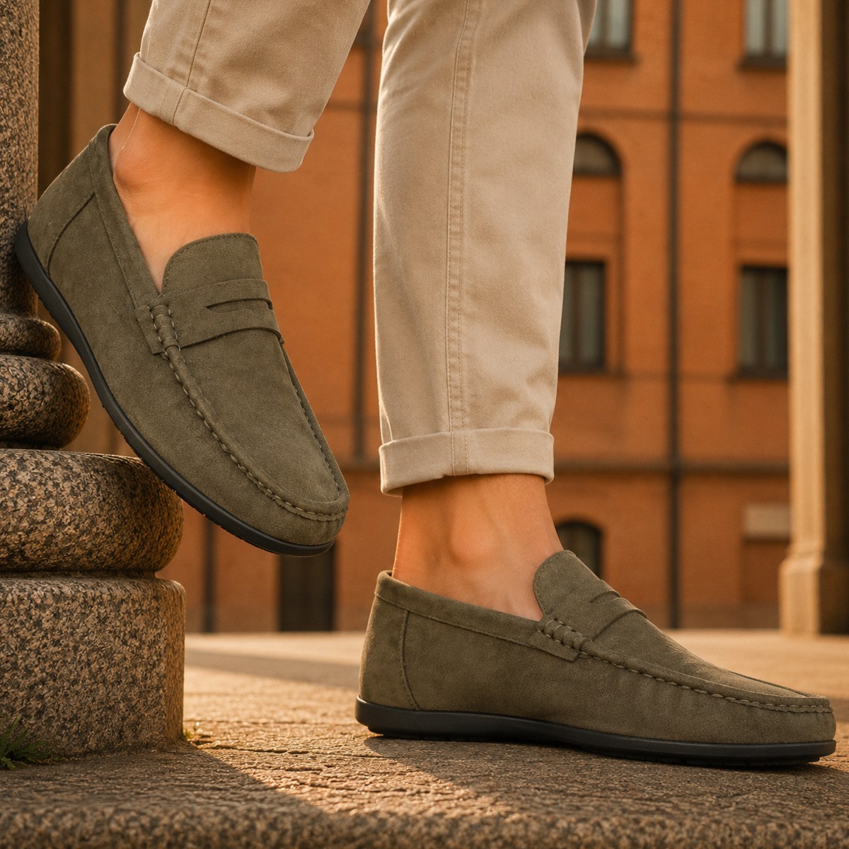 Mens Loafer Shoes Suede Plain