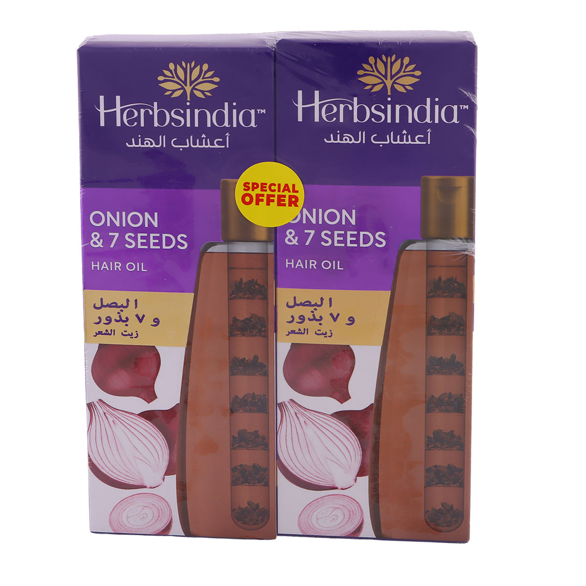 Herbsindia Onion & 7 Seeds Hair Oil 2x280ml