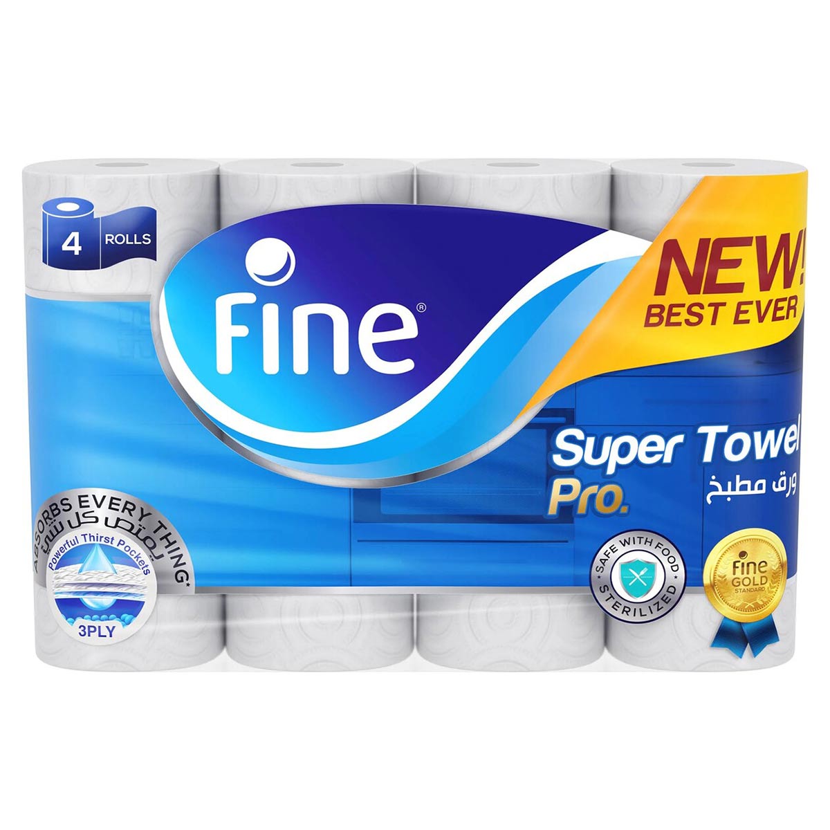 Fine Super Towel 4 Roll Pack