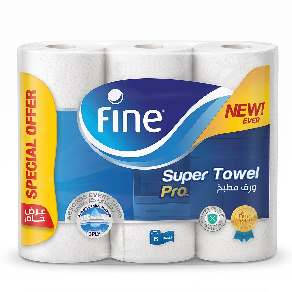 Fine Super Towel Pro 3 Ply 6 Rolls